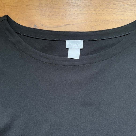 Chico’s Top Tunic long sleeves Relaxed Comfort Snaps scoop neck Travel Sz 2 LG - Picture 5 of 9